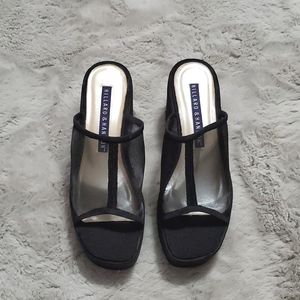 vintage Hillard & Hanson black mesh platform sandals